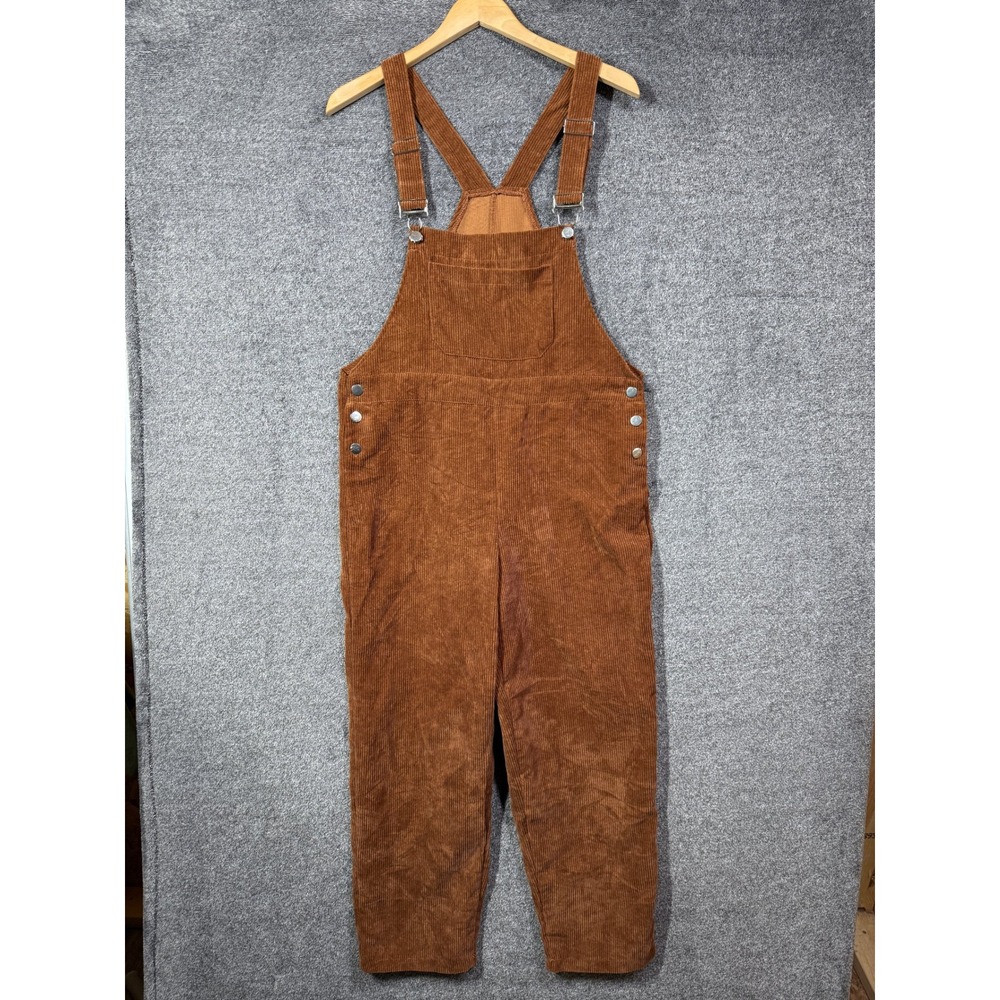 Shein Corduroy Overalls Womens Medium Brown Adjustable Straps Bib Jumpsuit